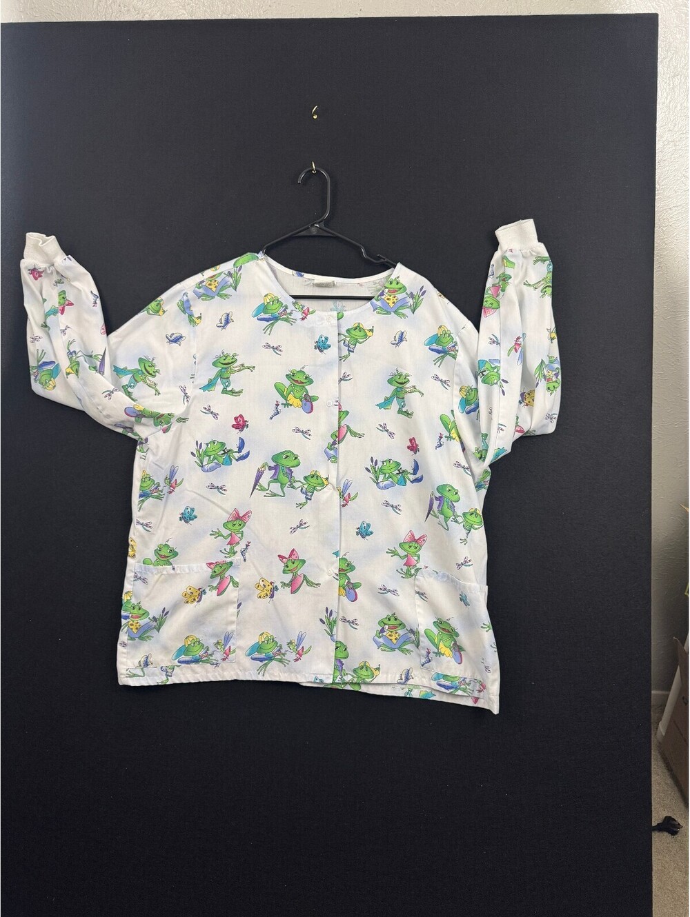 Simply Basic Cute Frog Print Long Sleeve Blouse 2XLarge